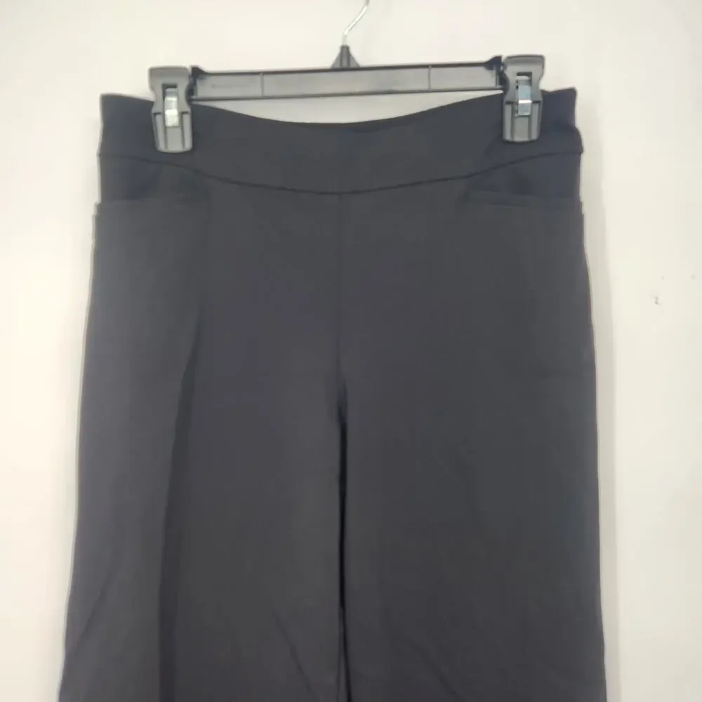 Chico's Black Pull on Eyelet Scallop Hem Cropped Wide Leg Pants Women OT-4 tall - Picture 7 of 11